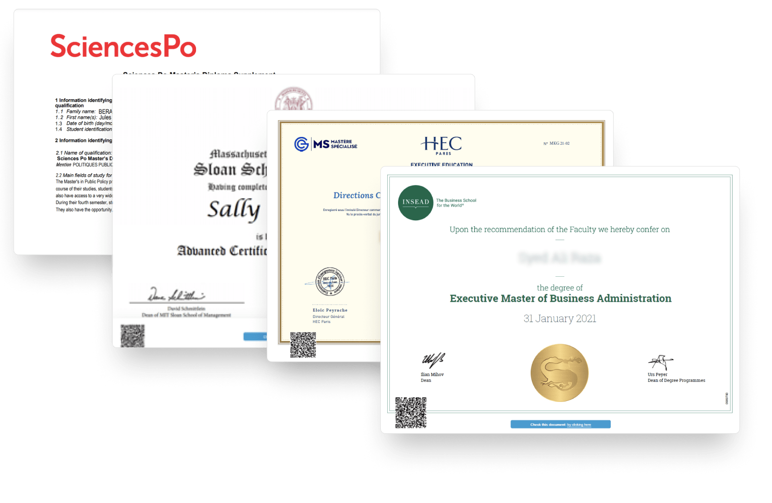 3 examples of smart certified documents
