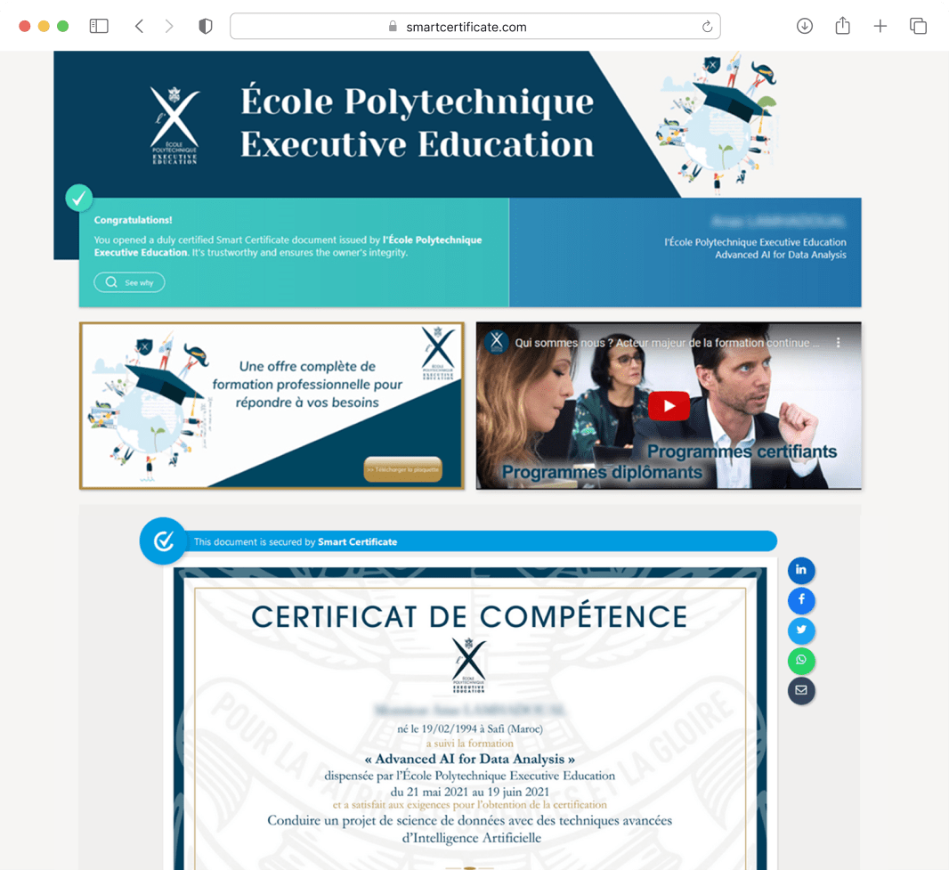 Screenshot of Smart Ads on top of a certified profesionnal training